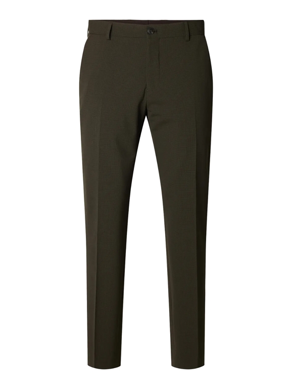 Selected Slim Liam Mini Hounds Trouser Flex - Dark Brown Melange/Houndstoot